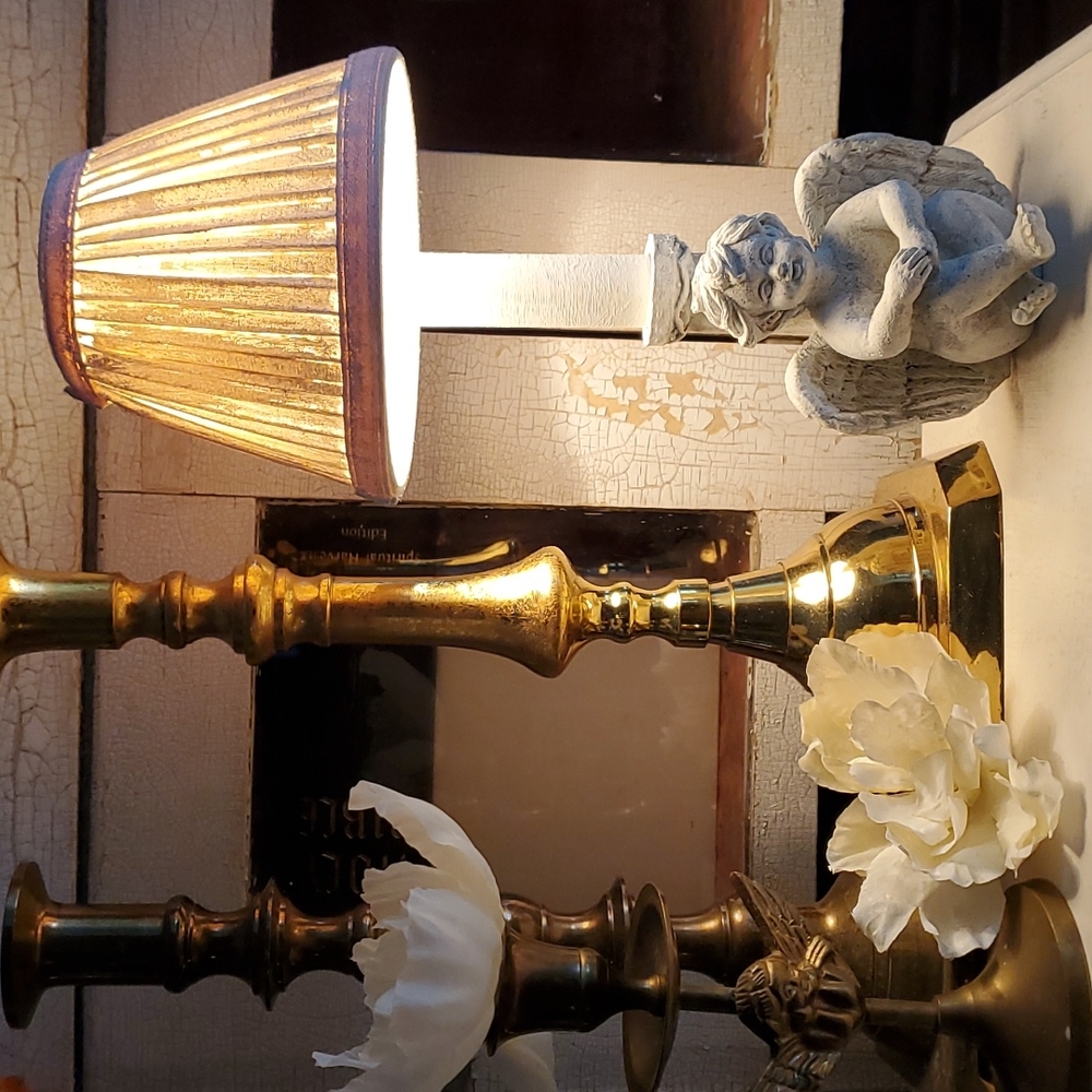 Chalk Painted Little Cherub/Angel Table Lamp